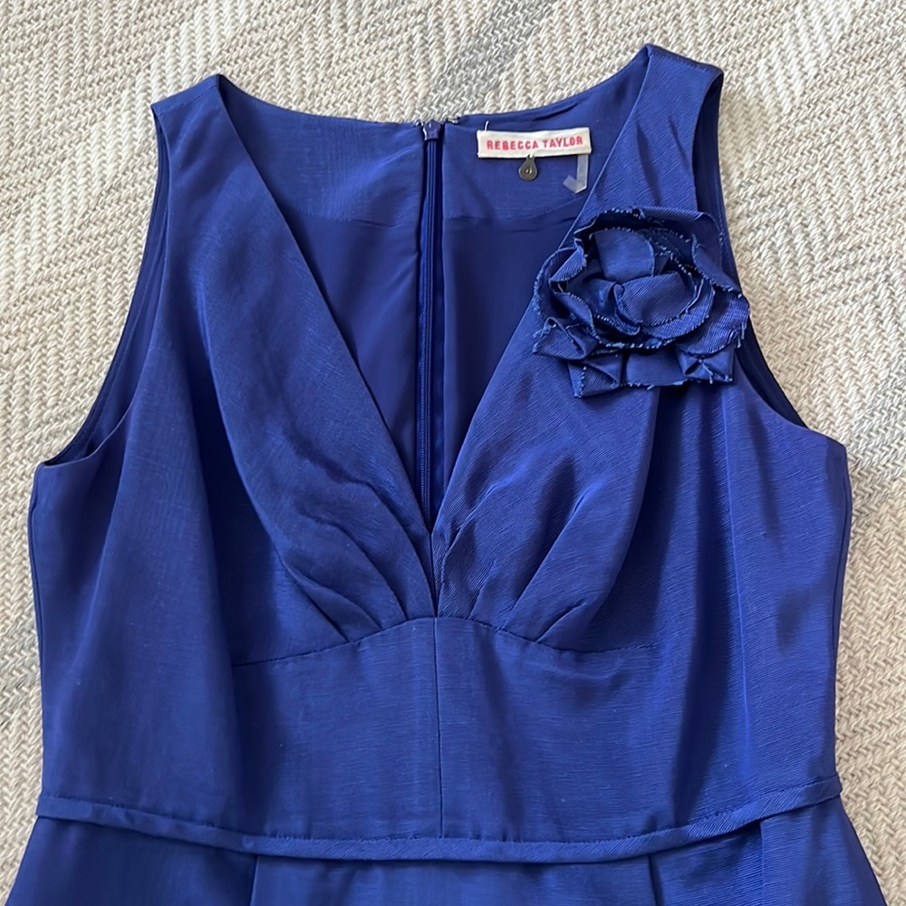 Rebecca Taylor Cobalt Taffeta V-Neck Dress in Size 6